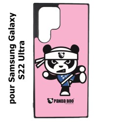 Coque noire pour Samsung Galaxy S22 Ultra PANDA BOO© Ninja Kung Fu Samouraï - coque humour