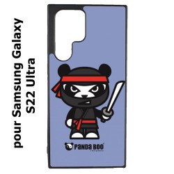 Coque noire pour Samsung Galaxy S22 Ultra PANDA BOO© Ninja Boo noir - coque humour