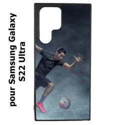 Coque noire pour Samsung Galaxy S22 Ultra Cristiano Ronaldo club foot Turin Football course ballon