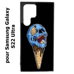 Coque noire pour Samsung Galaxy S22 Ultra Ice Skull - Crâne Glace - Cône Crâne - skull art