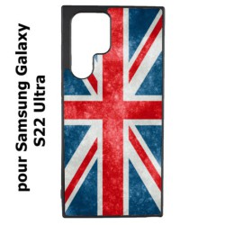 Coque noire pour Samsung Galaxy S22 Ultra Drapeau Royaume uni - United Kingdom Flag