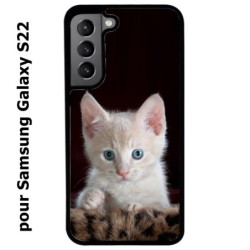 Coque noire pour Samsung Galaxy S22 Bébé chat tout mignon - chaton yeux bleus