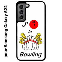 Coque noire pour Samsung Galaxy S22 J'aime le Bowling