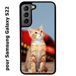 Coque noire pour Samsung Galaxy S22 Adorable chat - chat robe cannelle