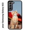 Coque noire pour Samsung Galaxy S22 Adorable chat - chat robe cannelle
