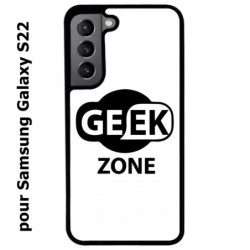 Coque noire pour Samsung Galaxy S22 Logo Geek Zone noir & blanc