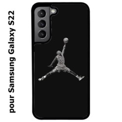Coque noire pour Samsung Galaxy S22 Michael Jordan 23 shoot Chicago Bulls Basket