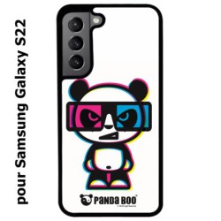 Coque noire pour Samsung Galaxy S22 PANDA BOO© 3D - lunettes - coque humour