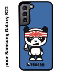 Coque noire pour Samsung Galaxy S22 PANDA BOO© Banzaï Samouraï japonais - coque humour