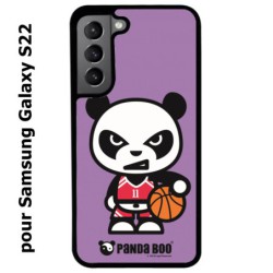 Coque noire pour Samsung Galaxy S22 PANDA BOO© Basket Sport Ballon - coque humour