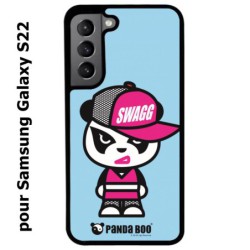 Coque noire pour Samsung Galaxy S22 PANDA BOO© Miss Panda SWAG - coque humour
