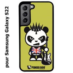 Coque noire pour Samsung Galaxy S22 PANDA BOO© Punk Musique Guitare - coque humour
