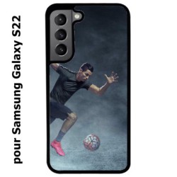 Coque noire pour Samsung Galaxy S22 Cristiano Ronaldo club foot Turin Football course ballon