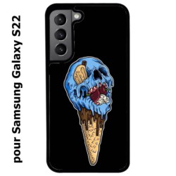 Coque noire pour Samsung Galaxy S22 Ice Skull - Crâne Glace - Cône Crâne - skull art