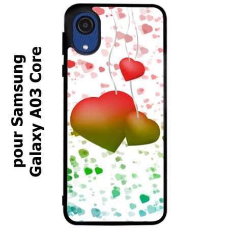 Coque noire pour Samsung Galaxy A03 Core fond coeur amour love