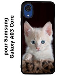 Coque noire pour Samsung Galaxy A03 Core Bébé chat tout mignon - chaton yeux bleus