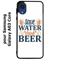Coque noire pour Samsung Galaxy A03 Core Save Water Drink Beer Humour Bière