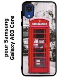 Coque noire pour Samsung Galaxy A03 Core Cabine téléphone Londres - Cabine rouge London