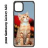 Coque noire pour Samsung Galaxy A03 Adorable chat - chat robe cannelle