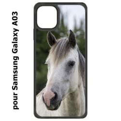 Coque noire pour Samsung Galaxy A03 Coque cheval blanc - tête de cheval