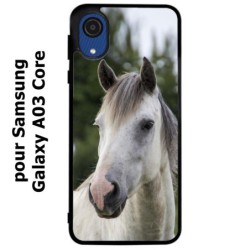 Coque noire pour Samsung Galaxy A03 Core Coque cheval blanc - tête de cheval