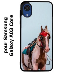 Coque noire pour Samsung Galaxy A03 Core Coque cheval robe pie - bride cheval