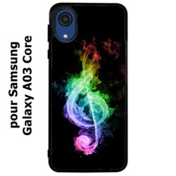Coque noire pour Samsung Galaxy A03 Core clé de sol enflammée - solfège musique