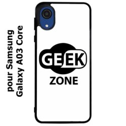 Coque noire pour Samsung Galaxy A03 Core Logo Geek Zone noir & blanc