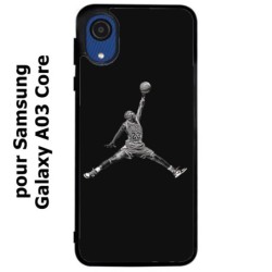 Coque noire pour Samsung Galaxy A03 Core Michael Jordan 23 shoot Chicago Bulls Basket