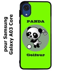 Coque noire pour Samsung Galaxy A03 Core Panda golfeur - sport golf - panda mignon
