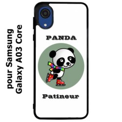 Coque noire pour Samsung Galaxy A03 Core Panda patineur patineuse - sport patinage