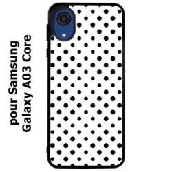 Coque noire pour Samsung Galaxy A03 Core motif géométrique pattern noir et blanc - ronds noirs