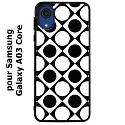 Coque noire pour Samsung Galaxy A03 Core motif géométrique pattern noir et blanc - ronds et carrés