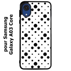 Coque noire pour Samsung Galaxy A03 Core motif géométrique pattern noir et blanc - ronds noirs sur fond blanc