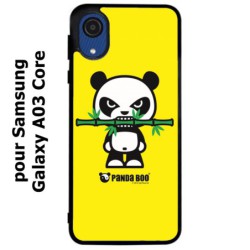 Coque noire pour Samsung Galaxy A03 Core PANDA BOO© Bamboo à pleine dents - coque humour