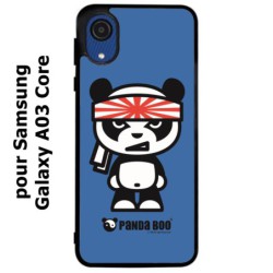 Coque noire pour Samsung Galaxy A03 Core PANDA BOO© Banzaï Samouraï japonais - coque humour