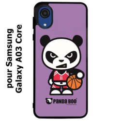 Coque noire pour Samsung Galaxy A03 Core PANDA BOO© Basket Sport Ballon - coque humour