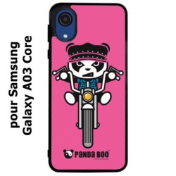 Coque noire pour Samsung Galaxy A03 Core PANDA BOO© Moto Biker - coque humour