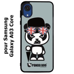 Coque noire pour Samsung Galaxy A03 Core PANDA BOO© So British  - coque humour
