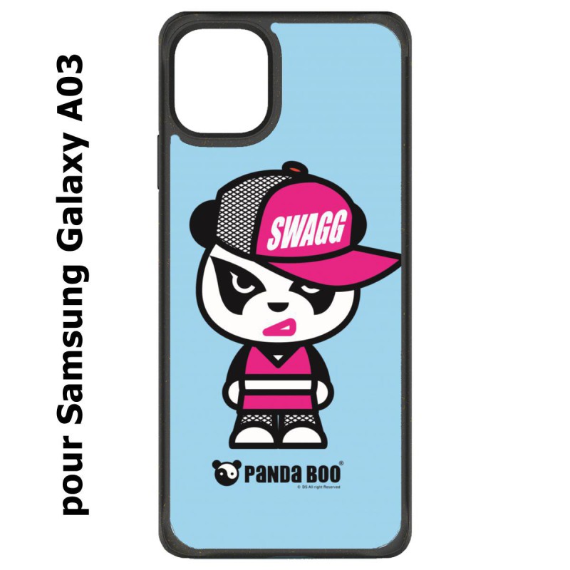 Coque noire pour Samsung Galaxy A03 PANDA BOO© Miss Panda SWAG - coque humour