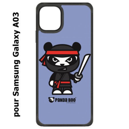 Coque noire pour Samsung Galaxy A03 PANDA BOO© Ninja Boo noir - coque humour