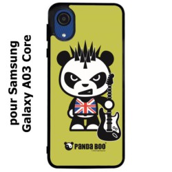 Coque noire pour Samsung Galaxy A03 Core PANDA BOO© Punk Musique Guitare - coque humour