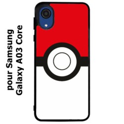 Coque noire pour Samsung Galaxy A03 Core rond noir sur fond rouge et blanc