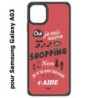 Coque noire pour Samsung Galaxy A03 ProseCafé© coque Humour : OUI je suis accro au Shopping