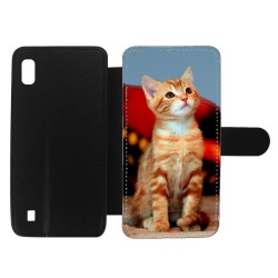 Etui cuir pour Samsung Galaxy A10 Adorable chat - chat robe cannelle