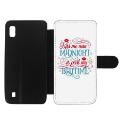 Etui cuir pour Samsung Galaxy A10 Kiss me now Midnight is past my Bedtime amour embrasse-moi