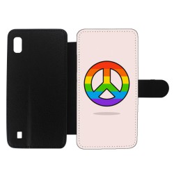 Etui cuir pour Samsung Galaxy A10 Peace and Love LGBT - couleur arc en ciel