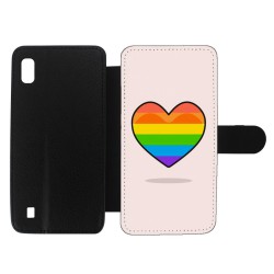 Etui cuir pour Samsung Galaxy A10 Rainbow hearth LGBT - couleur arc en ciel Coeur LGBT