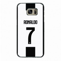 Coque noire pour Samsung A530/A8 2018 Ronaldo CR7 Juventus Foot numéro 7 fond blanc