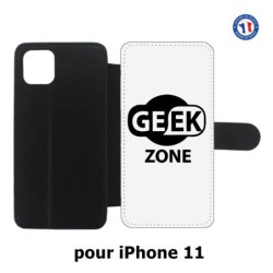 Etui cuir pour Iphone 11 Logo Geek Zone noir & blanc
